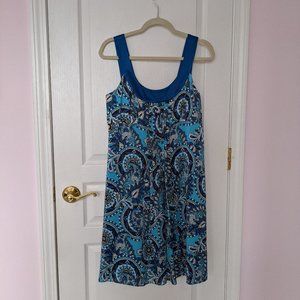 Beautiful blue silk Ann Taylor dress, size 6, gorgeous pattern